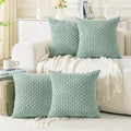 Set of 4 Aqua Decorative Throw Pillow Covers 16x16 Inch Corduroy Pillow Covers by Cozoomy