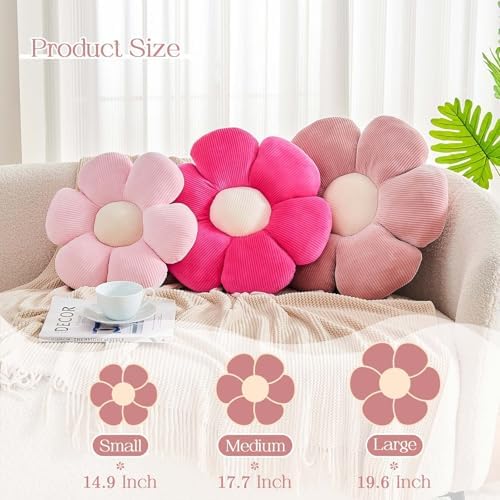 Kcvvcr Pink Flower Pillow, 19.6" Cute Flower Shaped Floor Pillow, Aesthetic - Image 2