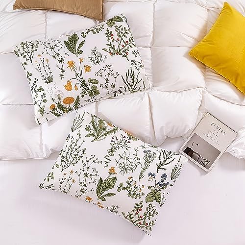 ECOCOTT 100% Cotton Pillowcases Standard Size, Floral Print Pattern Pillow - Image 3