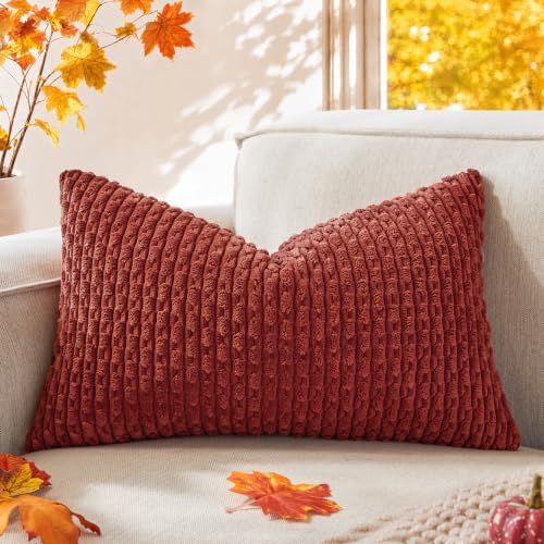 Kevin Textile Soft Corduroy 16"x26" Lumbar Pillow Cover 1 Pack, Burnt Brick by KevinTextile