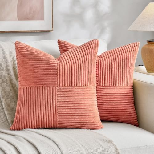 Fancy Homi 2 Packs Coral Euro Decorative Throw Pillow Covers 26x26 Inch by Fancy+Homi