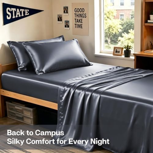 MR&HM Satin Pillowcase 2 Pack, King Size 20"x36", Space Grey - Image 5
