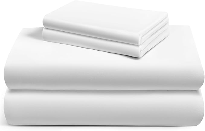 LuxClub King Size Sheets Set, 100% Rayon Derived from Bamboo Cooling Sheets, Breathable & Soft Deep Pocket Up to 16", Hotel Luxury Silky Sheets King Size, White