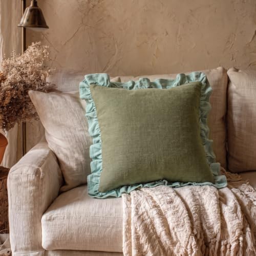 patdrea Vintage Green Linen Throw Pillow Covers - Image 2