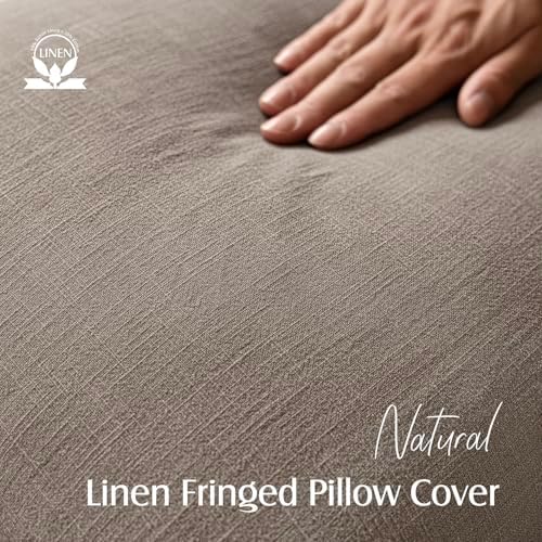 Foindtower Decorative Linen Fringe Throw Pillow Covers 22×22 Inch - Image 2