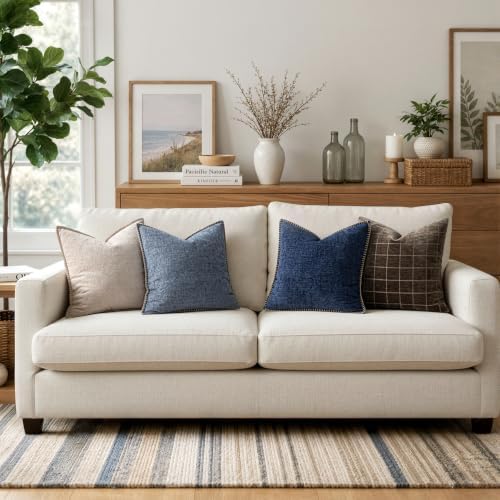 MIULEE Decorative Couch Throw Pillow Covers 20x20 Inch Navy 2 Pack - Image 5