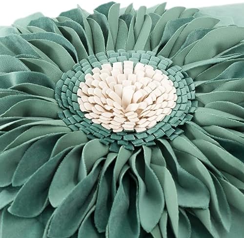 OiseauVoler Handmade 3D Sunflower Throw Pillow Covers 18x18 Inch Green - Image 3