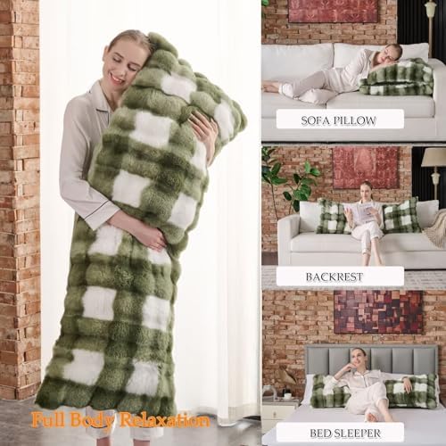 20"x54"Luxury Shaggy Faux Fur Body Pillow Cover, Bubble Fluffy Plush Bed Body - Image 3