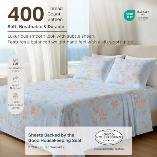 California Design Den Soft 100% Cotton Sateen Cal King Sheets - Image 2