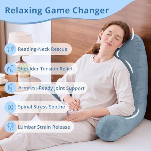 Sasttie Reading Pillow for Bed, Back Pillow for Sitting Up - Image 6
