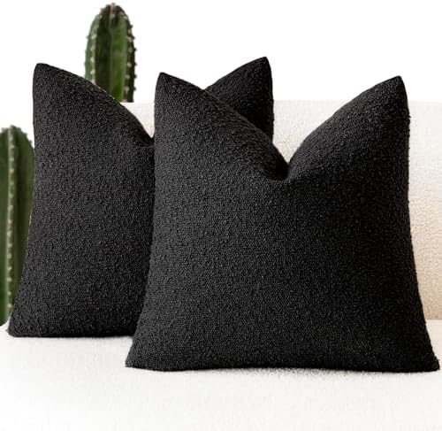 Foindtower Decorative Textured Boucle Throw Pillow Covers 16x16 Inch by Foindtower