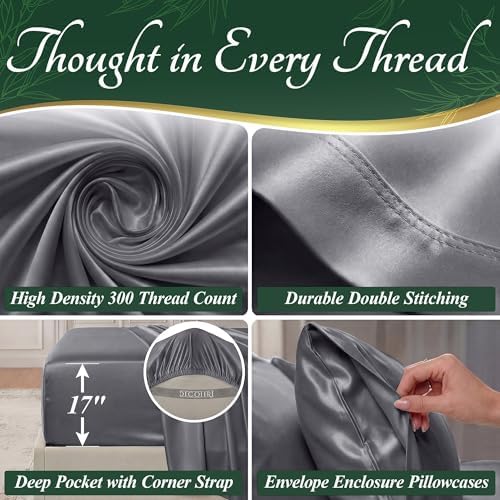 DECOLURE 100% Viscose Derived from Bamboo Sheets Twin Size, Luxury 4 Pc Set - Image 4