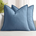 Decorative Waffle Throw Pillow Covers 18x18 Blue 2 Pack by Woaboy