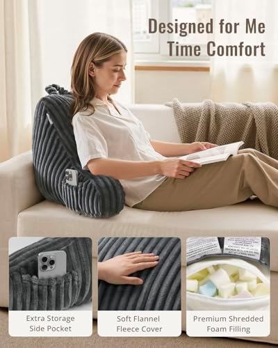 Blissful Diary Reading Pillow for Bed, Backrest Pillow, Slate Gray - Image 3