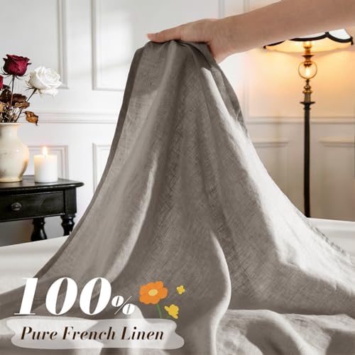 SONORO KATE 100% French Linen Queen Size Sheets Set, Natural Flax Bedding - Image 2