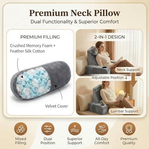 19 INCH Reading Pillow for Adults, Back Pillow for Bed Sitting Up, Backrest - Image 4