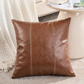 Fancy Homi Brown Boho Long Square Faux Leather Decorative Throw Pillow Covers by Fancy+Homi