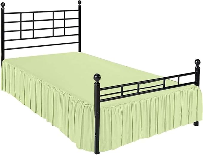 Sage Solid Ruffled Bed Skirt Queen-XL-24 Inch Drop Split Corner, Microfiber Bedskirt with Platform Three Sided Coverage