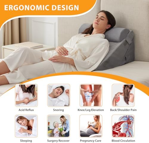 Ruqmuis Wedge Pillow Set for After Surgery, Incline Pillow Wedge for Headboard - Image 6