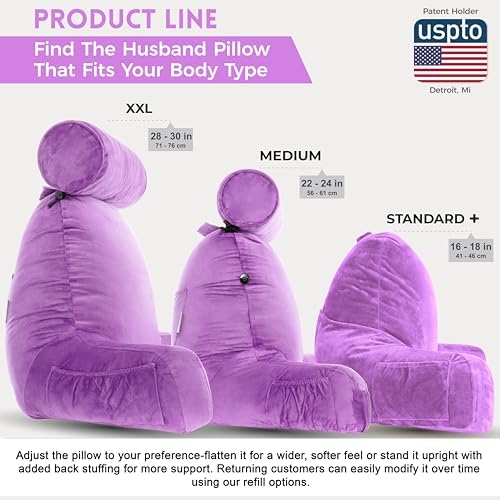 Husband Pillow Light Purple, Original Reading Pillow in Bed Rest Chair - Image 5