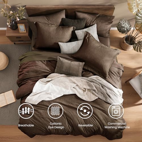 Monbix California King Comforter Set 7 Pieces Chocolate Brown Bed in a Bag - Image 2