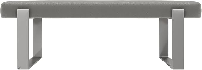 VANT Upholstered Bed Bench - Zigrino Mineral - Brushed Nickel - Contemporary Modern, Bedroom Bench Seat, Hallway, or Entryway