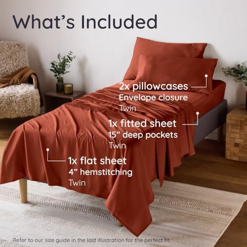 Bambaw 100% Viscose Derived from Bamboo Twin Sheets Sets – 4-Piece Twin Bed - Image 2