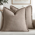 MIULEE Boho Linen Fringe Decorative Fall Throw Pillow Covers Dune 18x18 by MIULEE