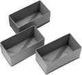Sock Drawer Organizer 3 Pack, Fabric Drawer Organizer Clothes with Fixed Dividers, Sock Organizer for Dresser, Closet and Storage Bins