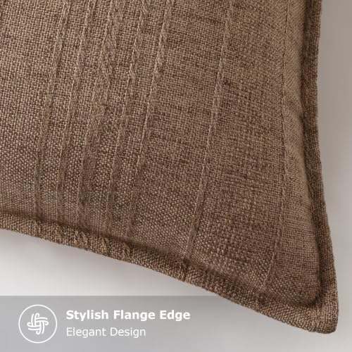 decorUhome Hazel Taupe Textured Linen Throw Pillow Covers 18x18 Set of 2 - Image 3