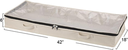 Household Essentials Cotton Canvas Under Bed Clothing and Linen Storage Bag | Natural