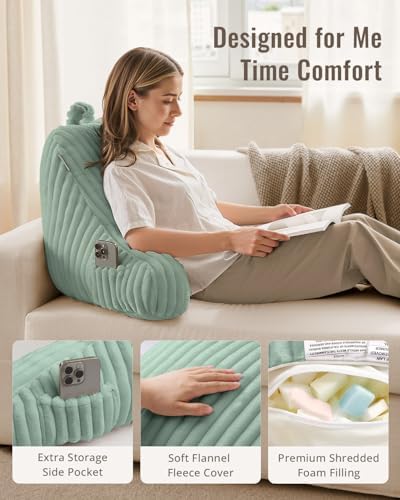 Blissful Diary Reading Pillow for Bed, Backrest Pillow, Mint Green - Image 3
