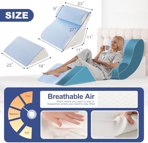 WSOFRLAC 4PCS Bed Wedge Pillow for Sleeping and Sitting Up, Orthopedic Memory - Image 2