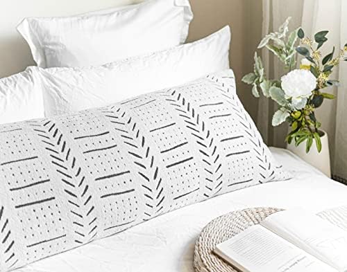BlissBlush White Soft Chenille Boho Body Pillow Cover 20x54, Decorative - Image 7
