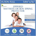 Futon Full Mattress Protector Waterproof Zippered Encasement Premium White Bed by FourSeasonsEssentials