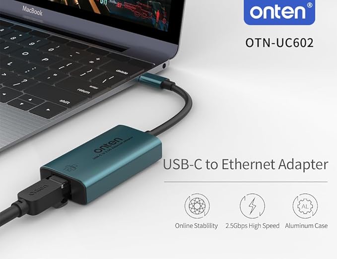USB-C to Ethernet Adapter - 2.5Gbps High-Speed,Type-C to RJ45 Ethernet LAN Network Adapter Thunderbolt 4/3 Compatible, for iPhone 15 Pro/Max, MacBook Pro/Air 2023, iPad Pro,iMac and More (2.5 G)