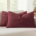 MIULEE Chenille Textured Lumbar Throw Pillow Covers Burgundy 12x20 by MIULEE