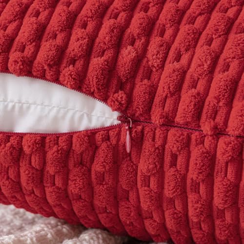 MIULEE Christmas Euro Sham Decorative Throw Pillow Covers 24x24 Red Textured - Image 3
