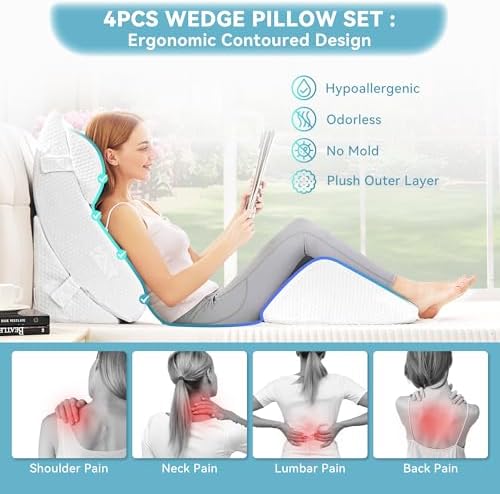 Kingfun 4PCS Orthopedic Bed Wedge Pillow Set - Image 4