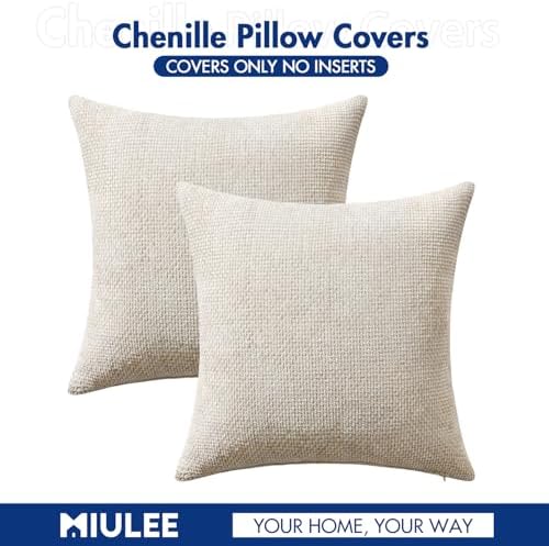 MIULEE Decorative Couch Throw Pillow Covers 22x22 Inch Neutral Beige 2 Pack - Image 7