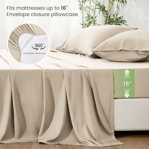 Love's cabin 4 Piece Queen Sheet Set, 100% Rayon Derived from Bamboo, Cooling & - Image 4