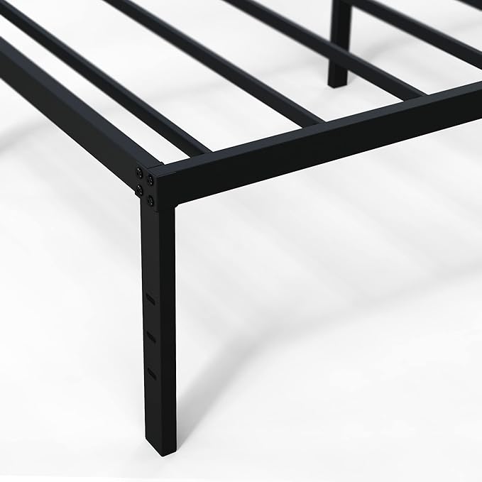 18 Inch Twin Bed Frame Heavy Duty No Box Spring Needed Metal Platform with Maximum Storage, Easy Assembly, Noise Free, Black