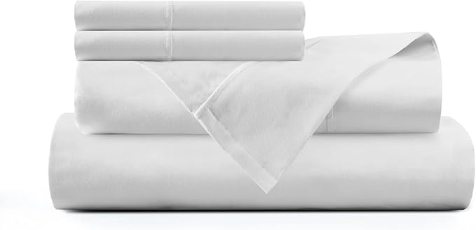 Hyde Lane California King Sheets - 1000 Thread Count Luxury Cotton, Deep Pocket Fitted Sheet Set, Soft & Breathable Sateen Weave, Durable & Elegant Bedding (Natural White)