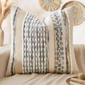 ANRODUO Boho Decorative Pillow Covers Gray Blue Stripe 18x18 Inch Pack of 1 by ANRODUO