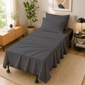 Cottingon 4 PC Cot Sheet Set 30"X75", Egyptian Cotton, Dark Grey by COTTINGON