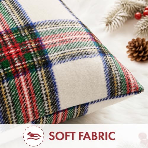 EMEMA Christmas Plaid Pillow Covers 18x18 Set of 2, Tartan Throw Pillow Covers - Image 2