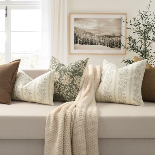 Vintage Throw Pillow Covers 12x20 Set of 2, Striped Floral Pillow Cover - Image 4