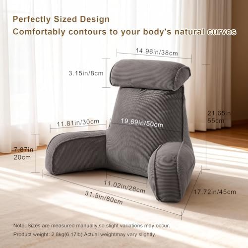 Reading Pillow for Sitting Up in Bed, Sofa & Floor – Corduroy Backrest Pillow - Image 2