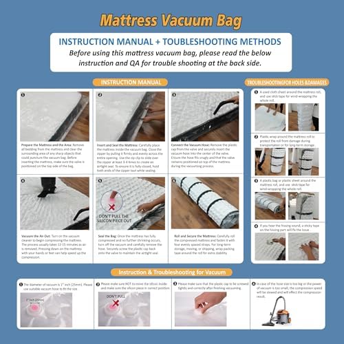 Foam Mattress Vacuum Bag with Blue Zipper & 4 Straps, Queen/Full/Full-XL - Image 6