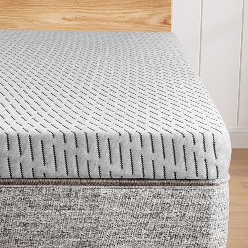 HOMRELEXA Firm Mattress Topper Queen Size 3 Inch, Cooling Gel & Bamboo Charcoal by HOMRELEXA